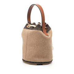 Small Triomphe Raffia Drawstring Bucket Bag