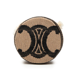 Small Triomphe Raffia Drawstring Bucket Bag