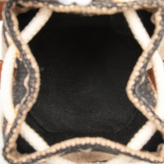 Small Triomphe Raffia Drawstring Bucket Bag