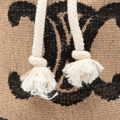Small Triomphe Raffia Drawstring Bucket Bag