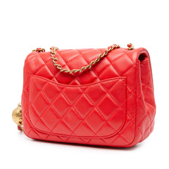 Mini Square Classic Lambskin Pearl Crush Single Flap