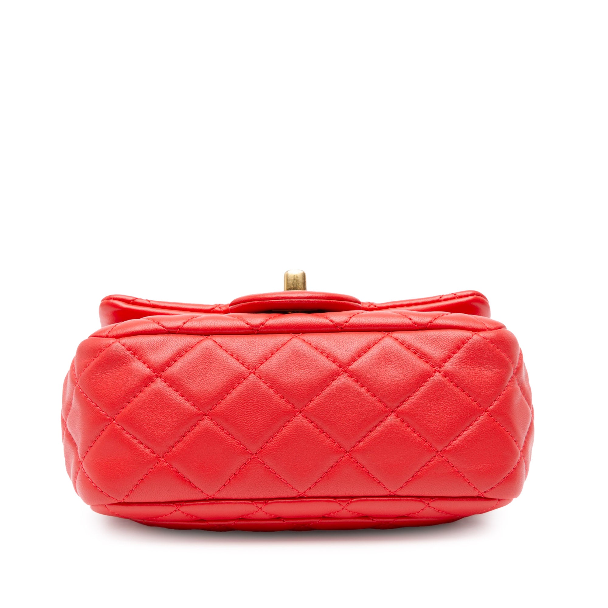 Mini Square Classic Lambskin Pearl Crush Flap