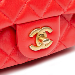 Mini Square Classic Lambskin Pearl Crush Single Flap