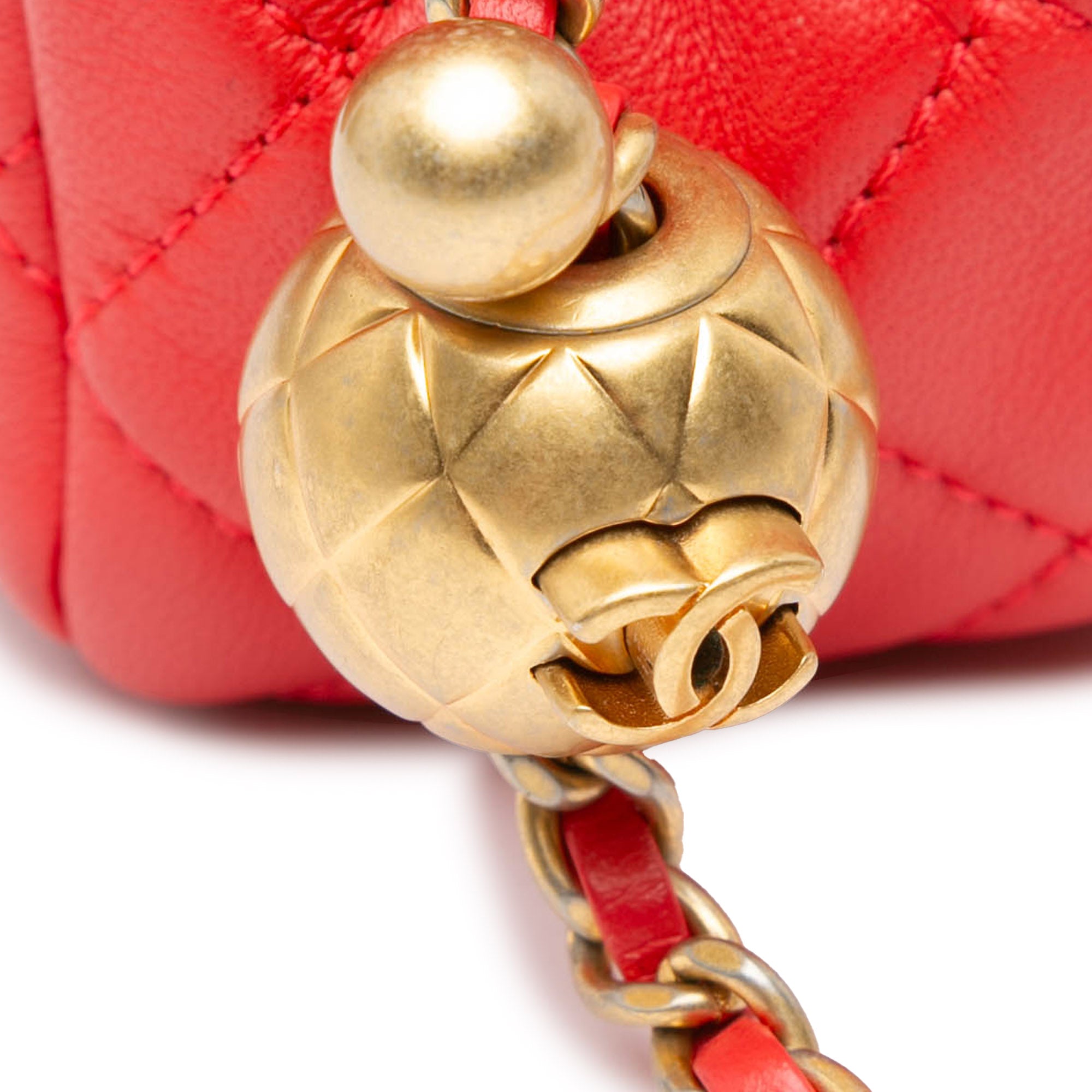 Mini Square Classic Lambskin Pearl Crush Single Flap