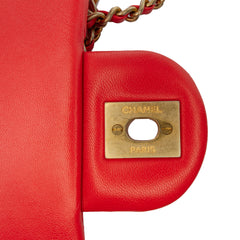 Mini Square Classic Lambskin Pearl Crush Single Flap