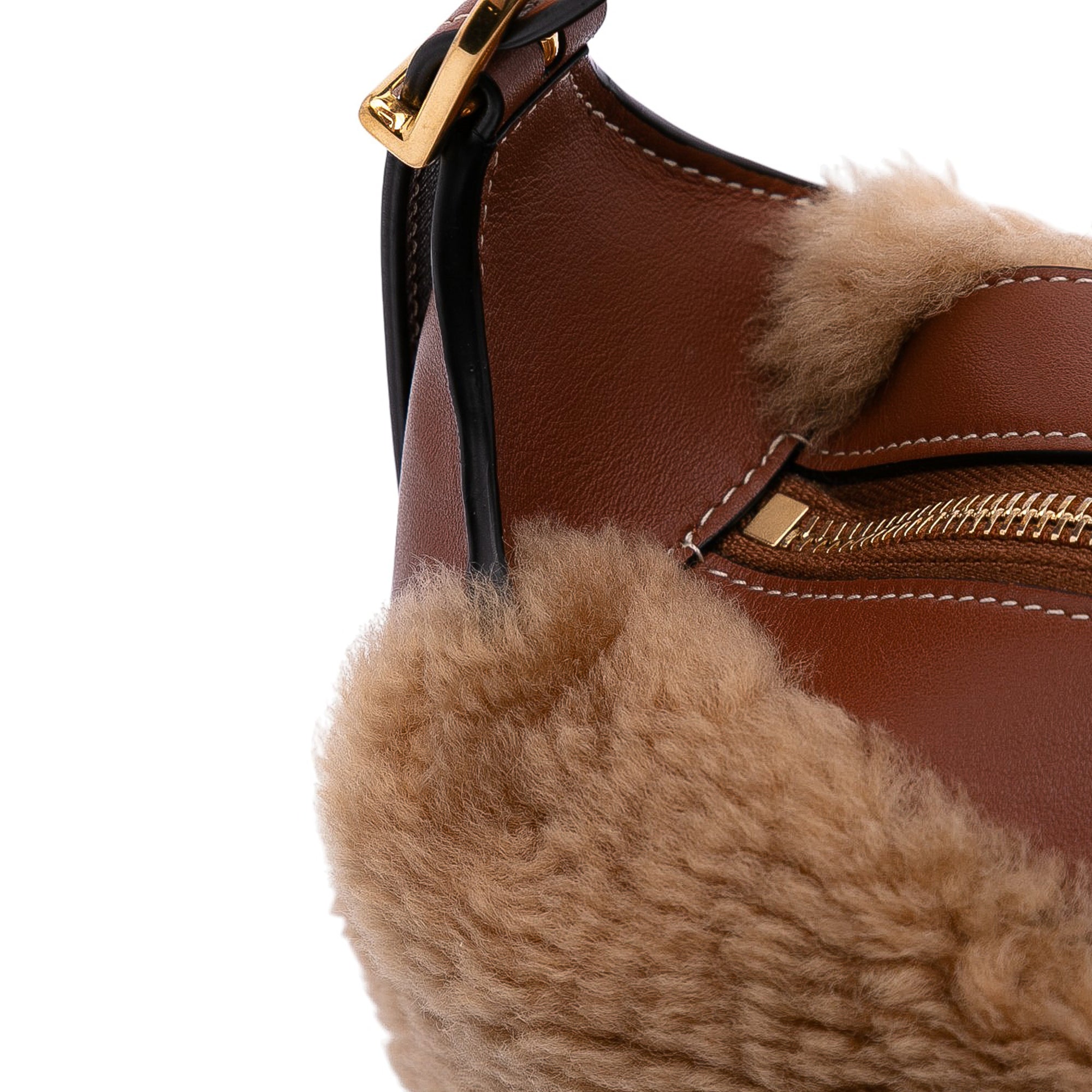 Shearling and Leather Romy Shoulder Bag