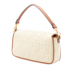 Zucca Embroidered Raffia Baguette Satchel
