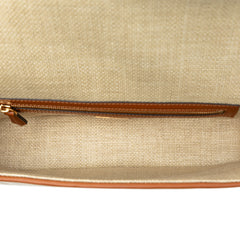 Zucca Embroidered Raffia Baguette Satchel