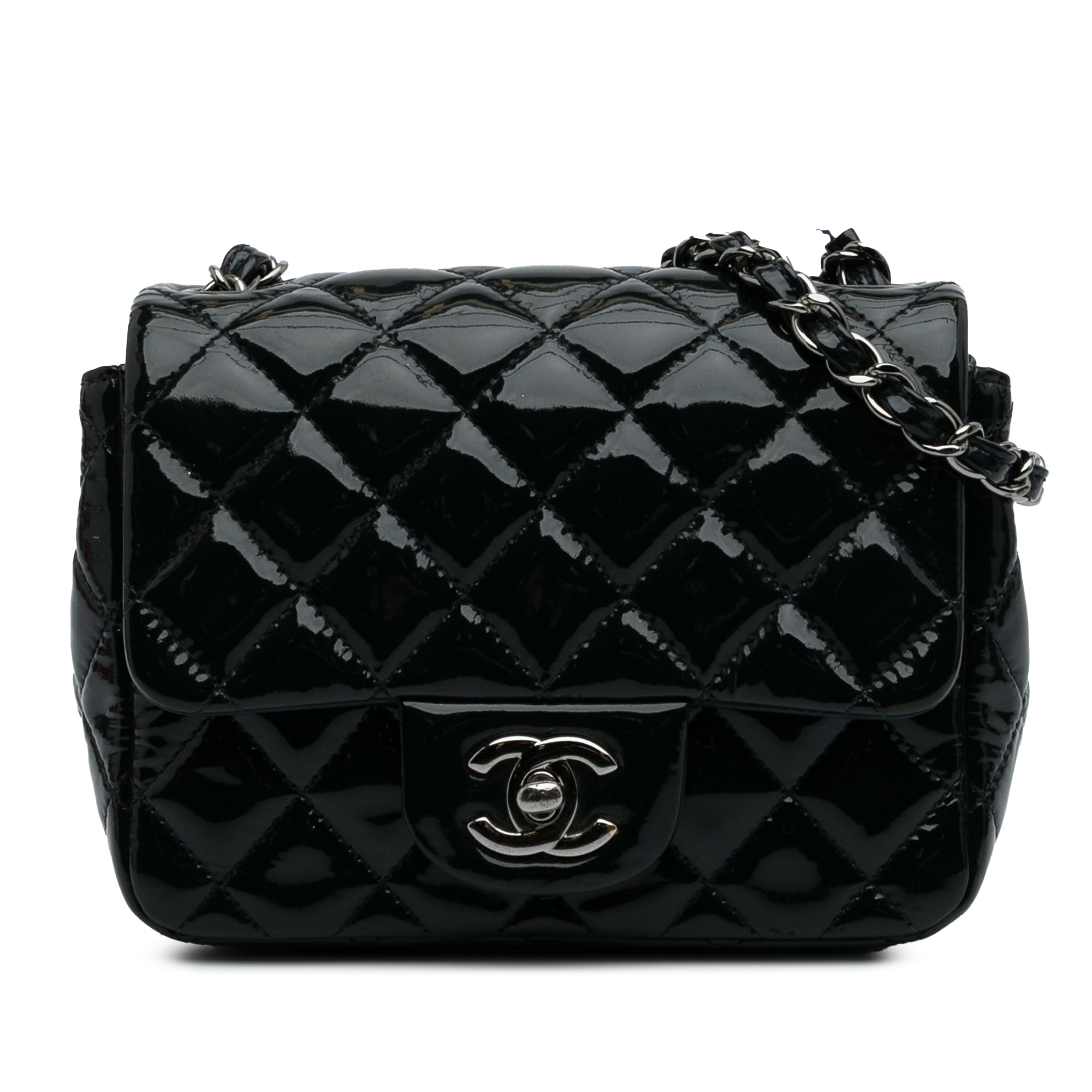 Mini Square Classic Patent Single Flap