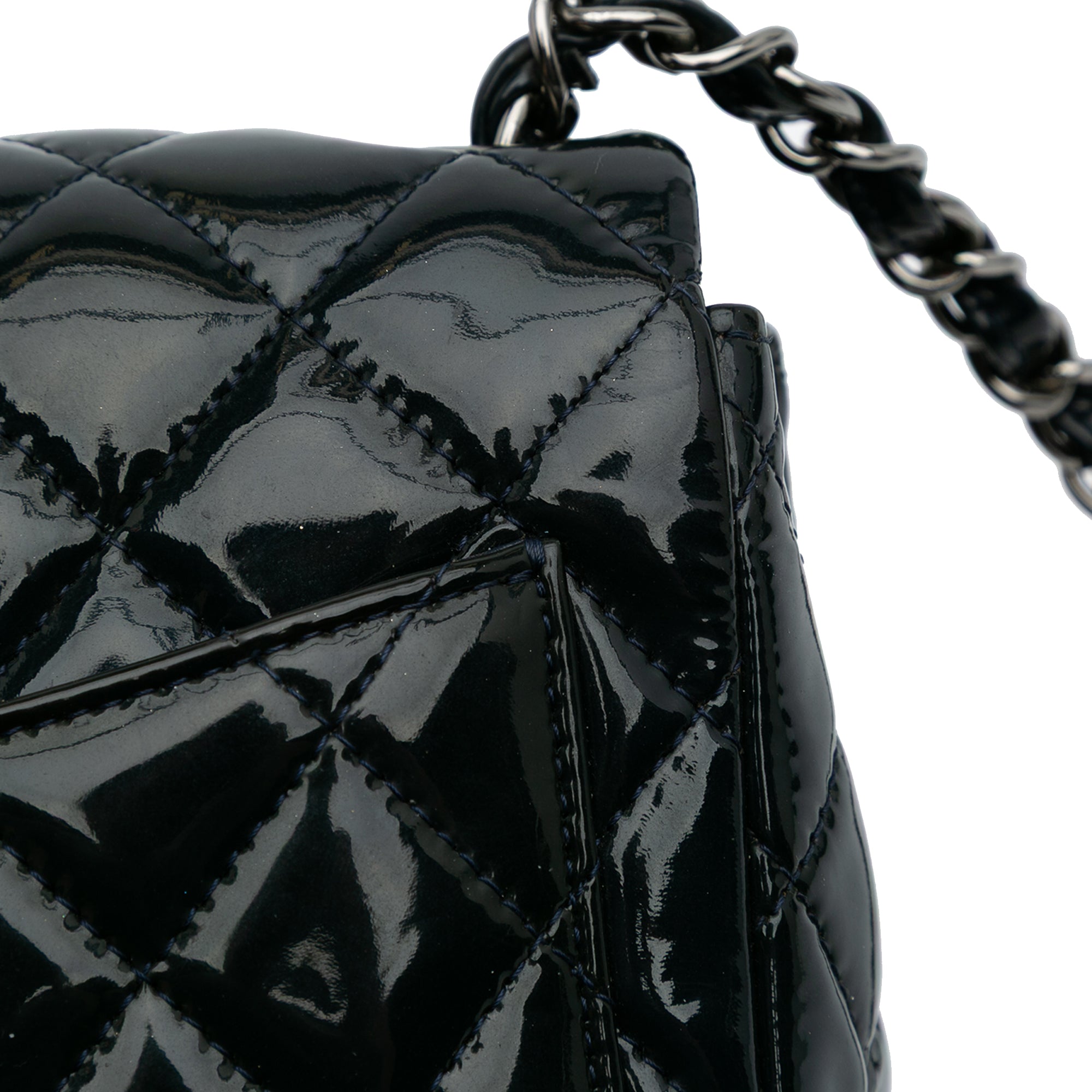 Mini Square Classic Patent Single Flap