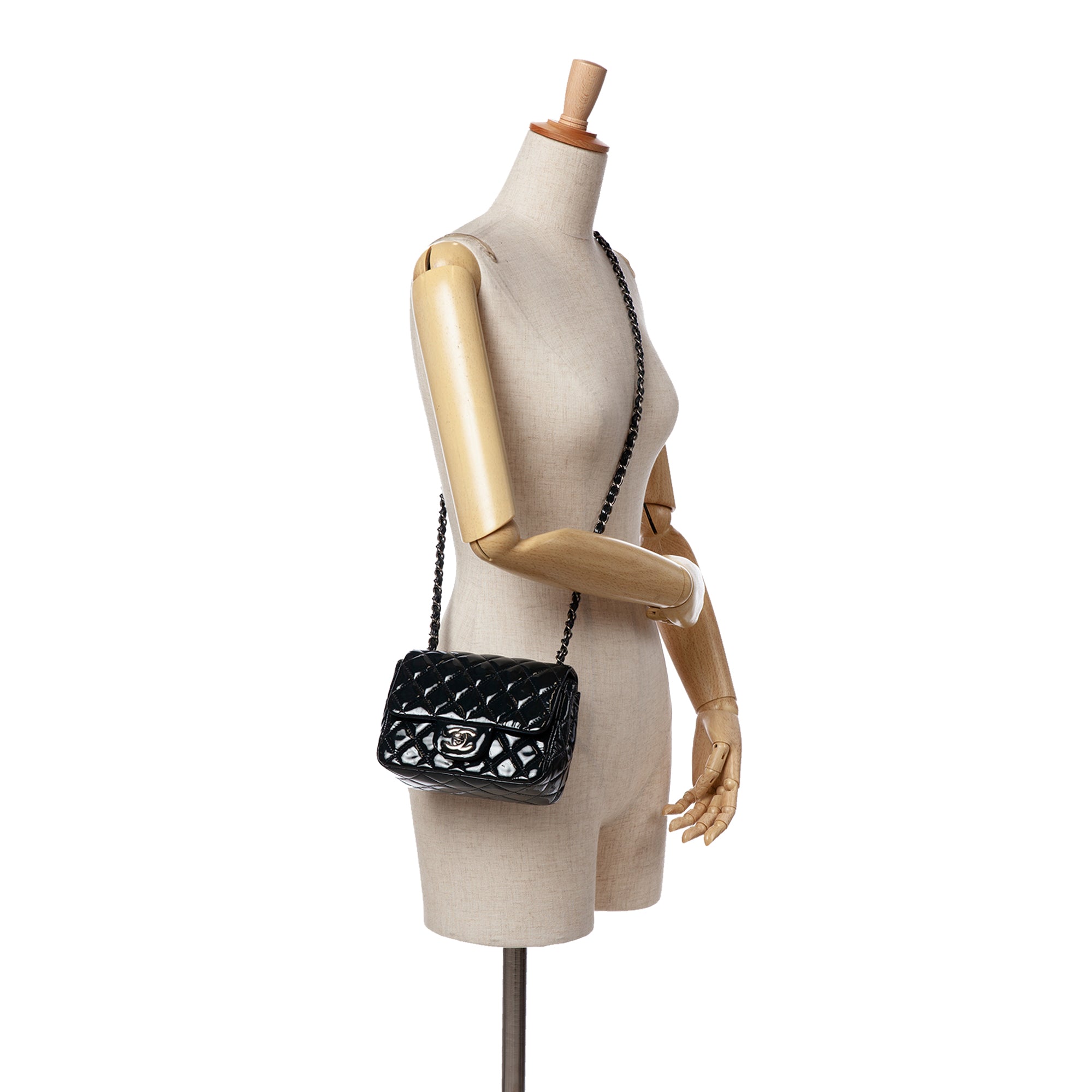 Mini Square Classic Patent Single Flap