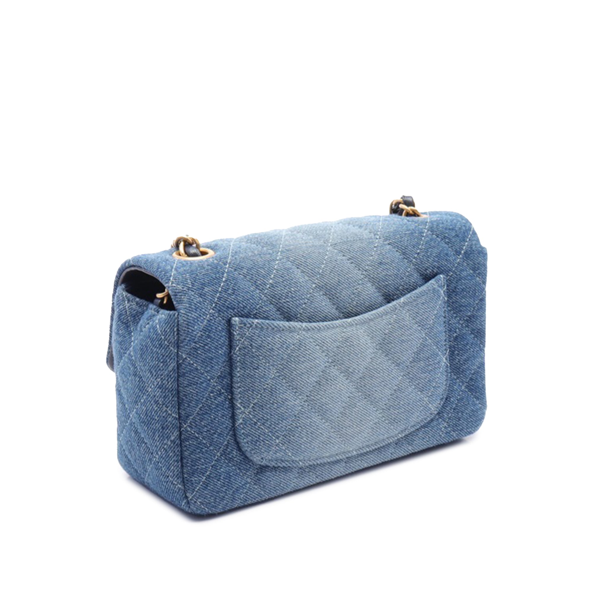 Mini Rectangular Quilted Washed Denim Flap