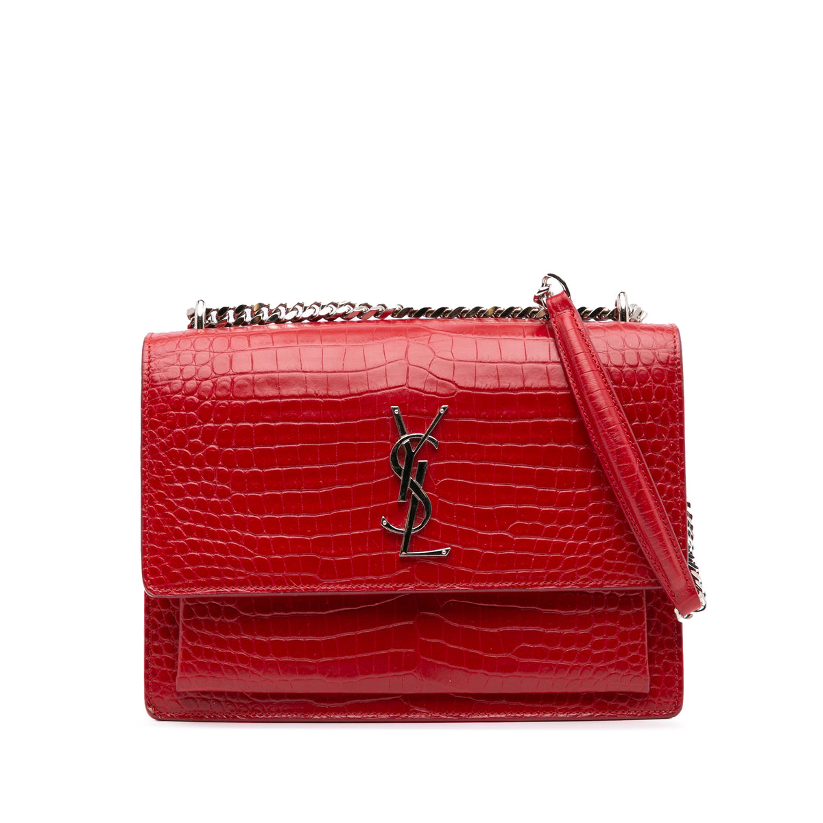 Medium Croc Embossed Leather Sunset Crossbody