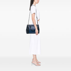 Medium Bicolor Saffiano Lux Galleria Double Zip Satchel