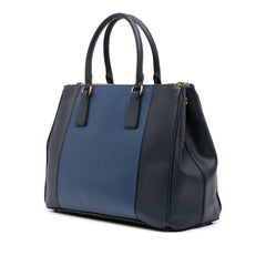 Medium Bicolor Saffiano Lux Galleria Double Zip Satchel