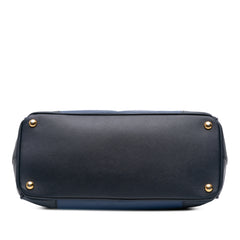 Medium Bicolor Saffiano Lux Galleria Double Zip Satchel