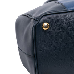 Medium Bicolor Saffiano Lux Galleria Double Zip Satchel