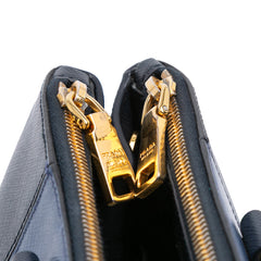 Medium Bicolor Saffiano Lux Galleria Double Zip Satchel