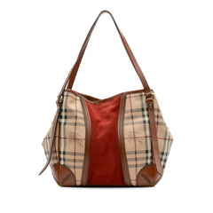 Small Suede Trimmed Haymarket Check Coated Canvas Canterbury Tote