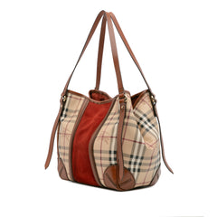 Small Suede Trimmed Haymarket Check Coated Canvas Canterbury Tote