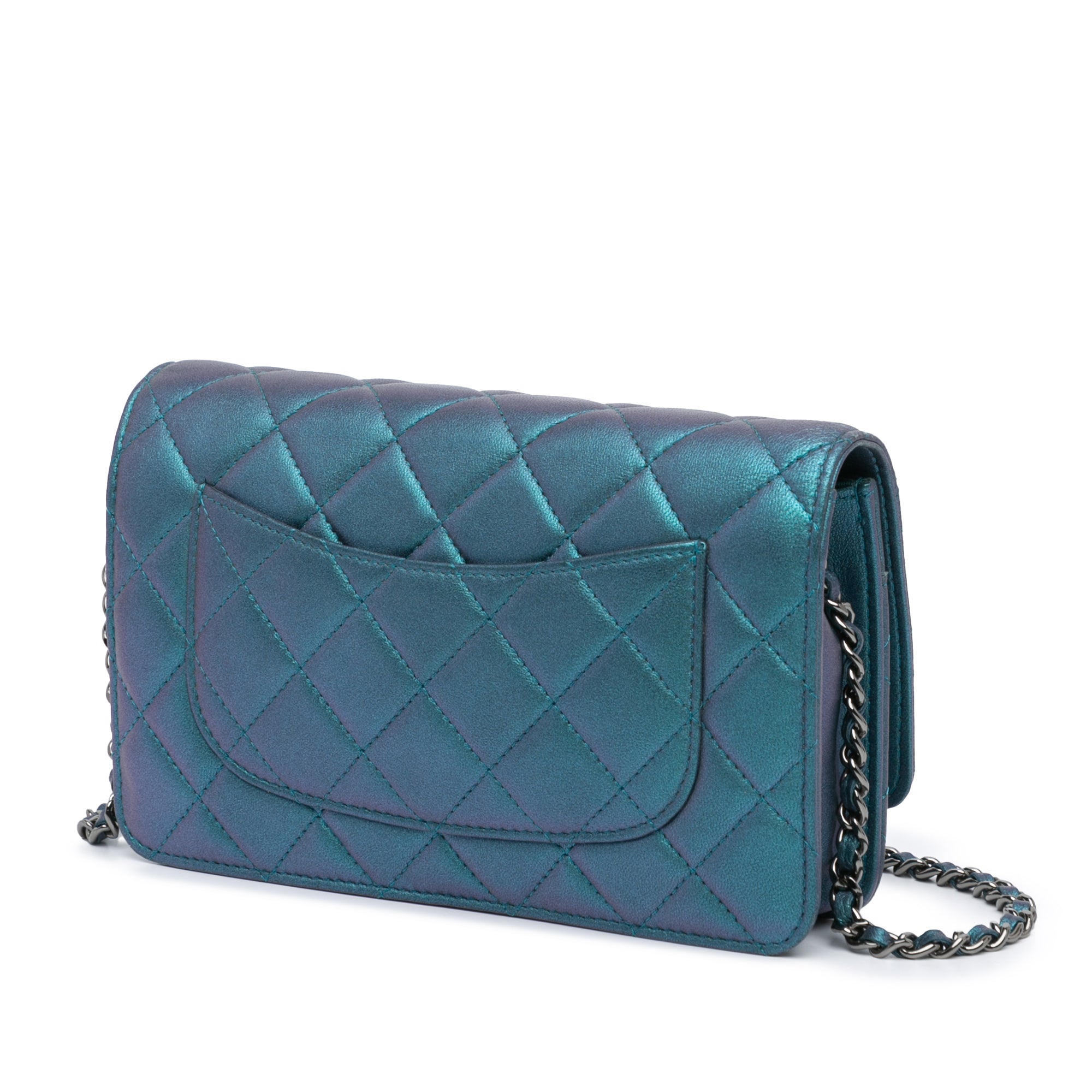 CC Quilted Metallic Lambskin Wallet On Chain