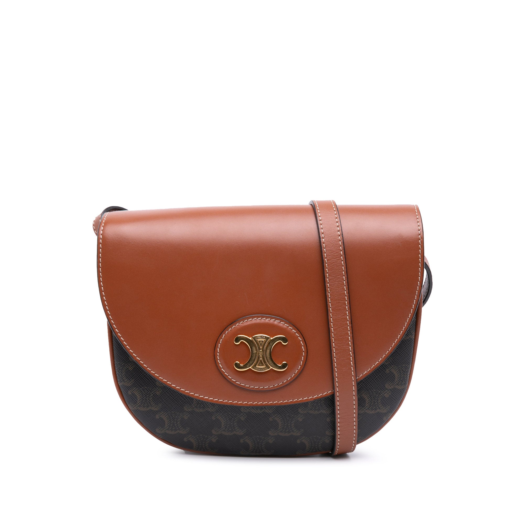 Triomphe Coated Canvas and Calfskin Besace Crossbody