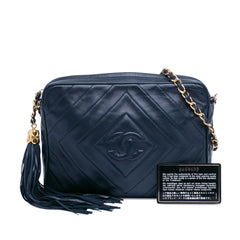 CC Diamond Quilted Lambskin Tassel Crossbody