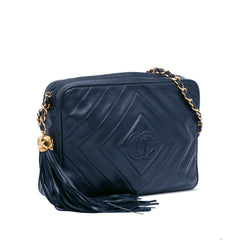 CC Diamond Quilted Lambskin Tassel Crossbody