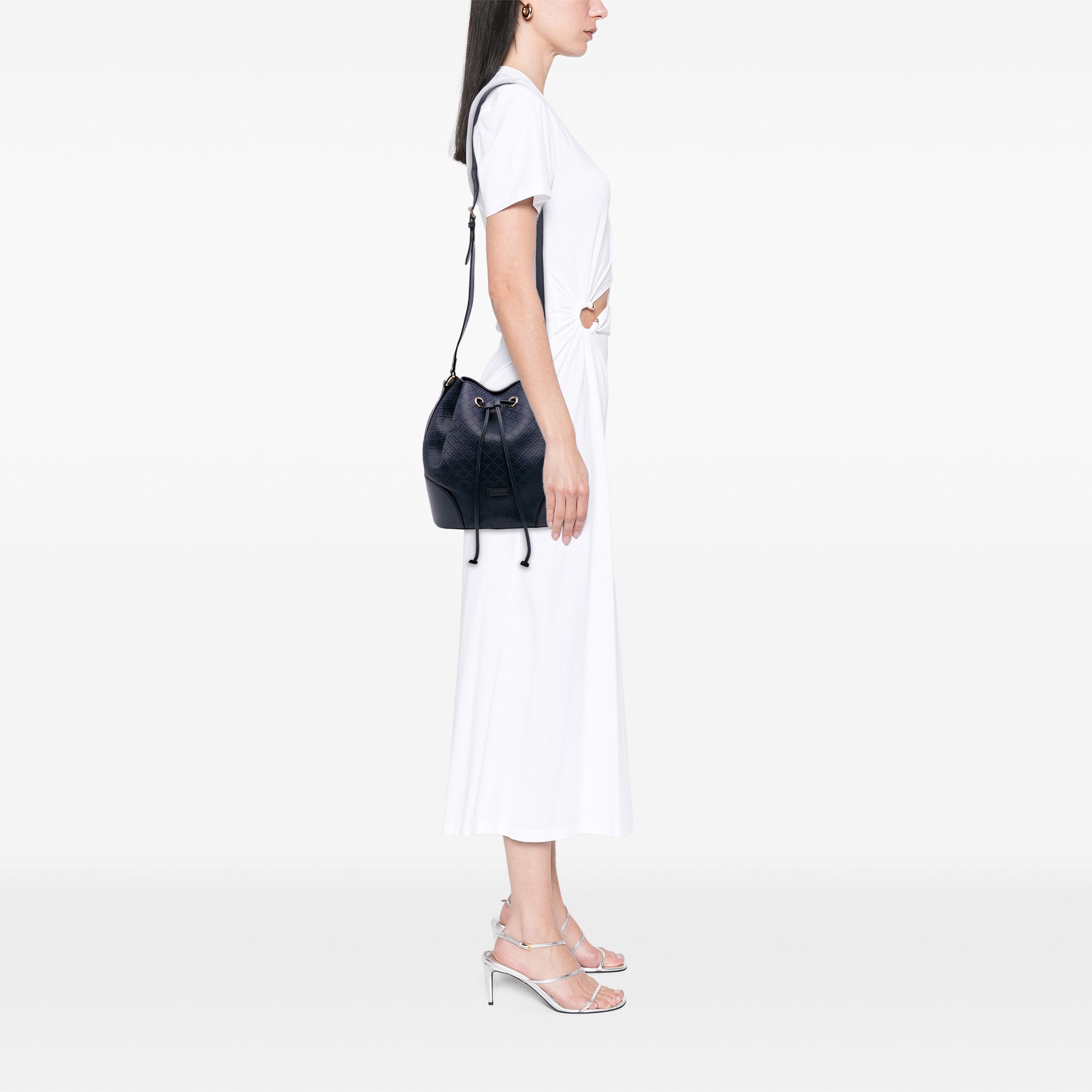 Medium Calfskin Bright Diamante Bucket