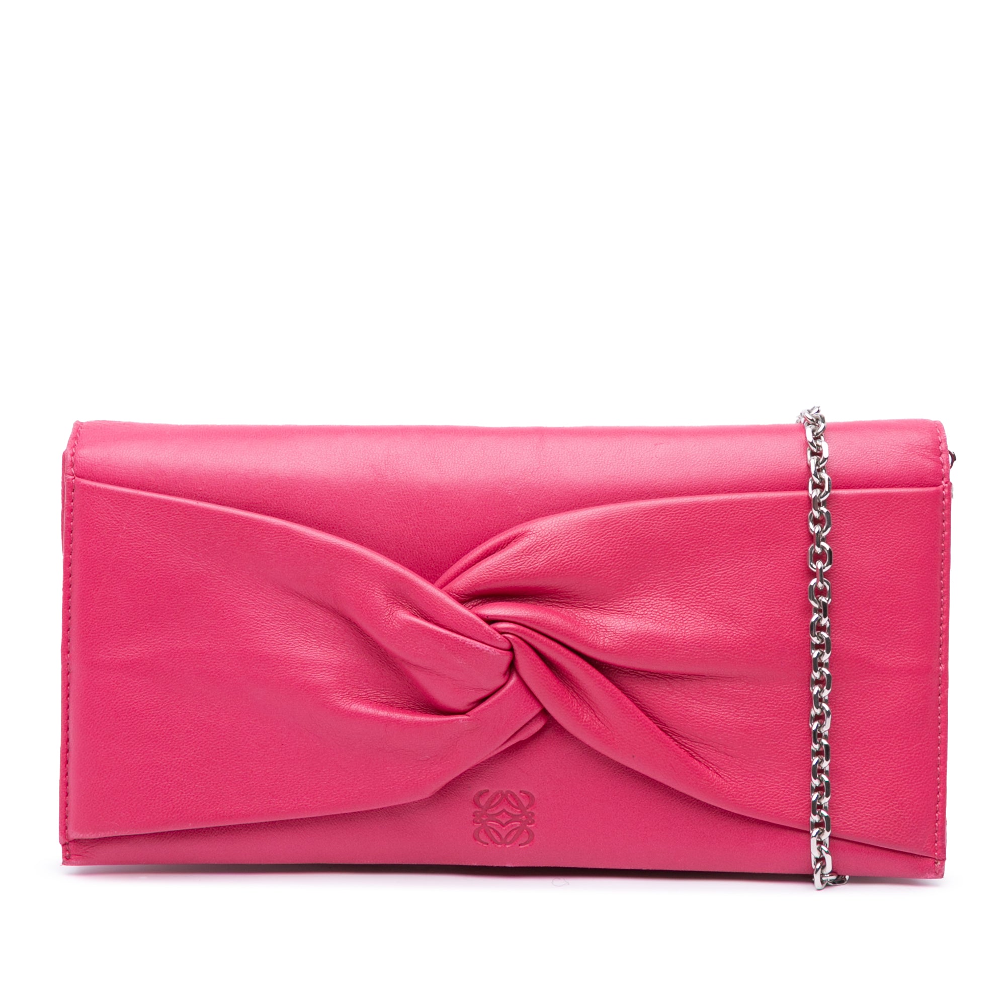 Anagram Nappa Bow Tie Clutch with Chain