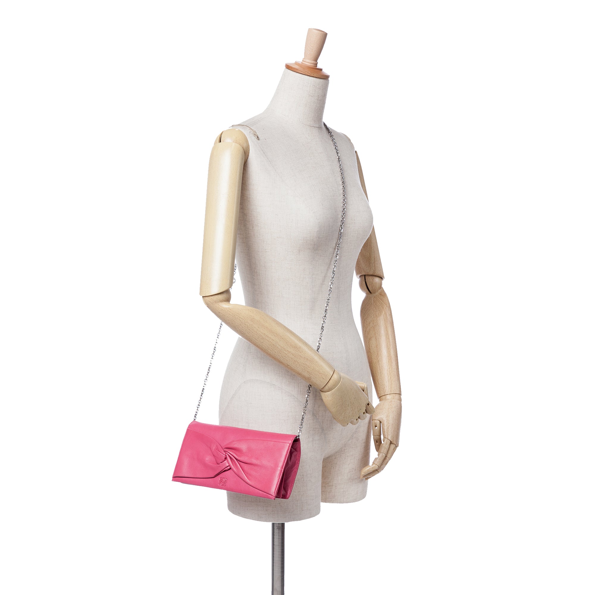Anagram Nappa Bow Tie Clutch with Chain