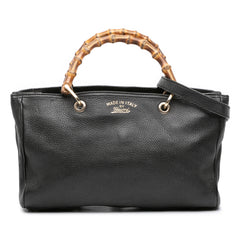 Medium Calfskin Bamboo Shopper Satchel