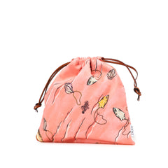 Paulas Ibiza Canvas Seashell Print Drawstring Pouch
