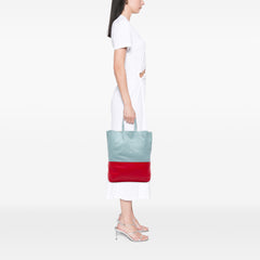 Bicolor Leather Vertical Cabas Tote