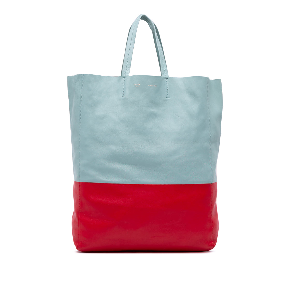 Bicolor Leather Vertical Cabas Tote
