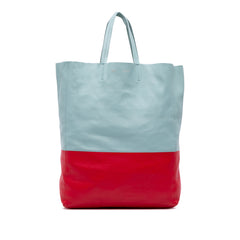 Bicolor Leather Vertical Cabas Tote