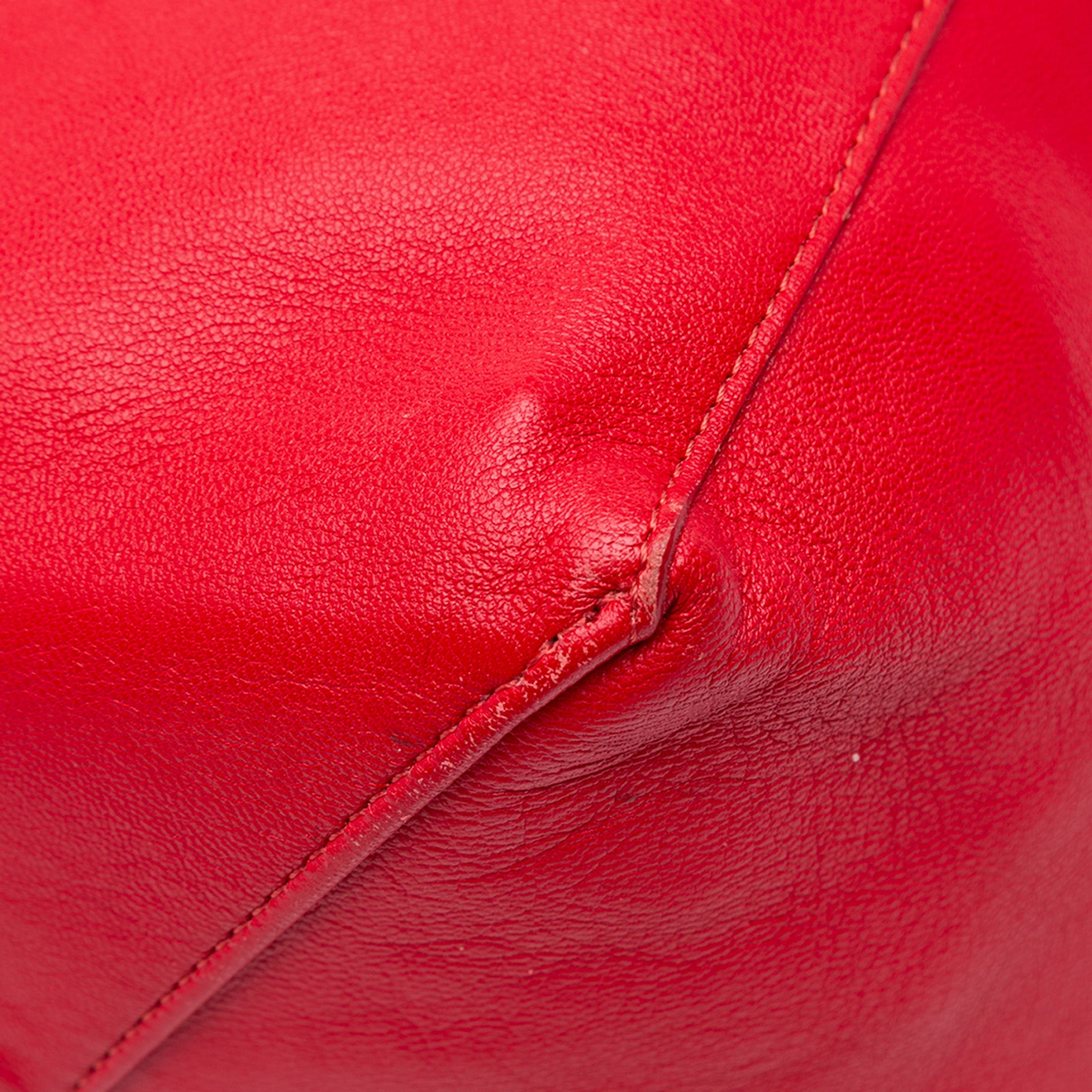 Bicolor Leather Vertical Cabas Tote