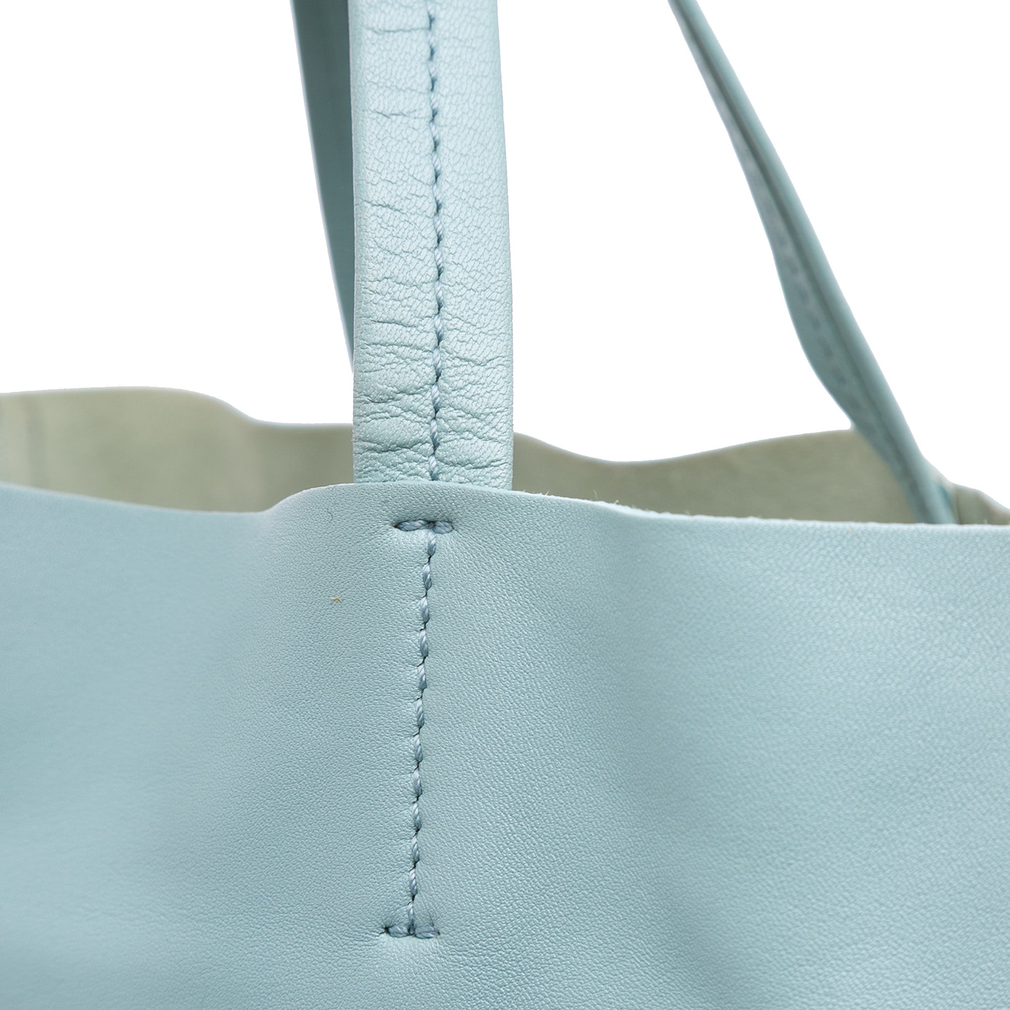 Bicolor Leather Vertical Cabas Tote