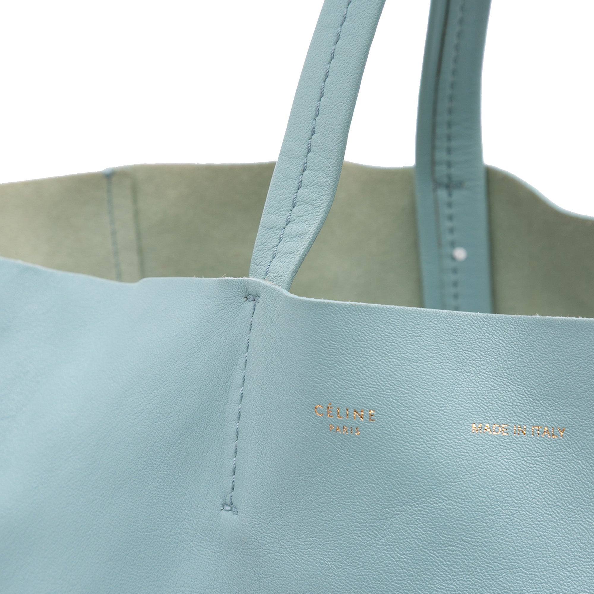 Bicolor Leather Vertical Cabas Tote