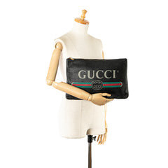 Leather Gucci Logo Clutch Bag