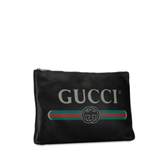 Leather Gucci Logo Clutch Bag