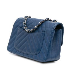 Mini Rectangular Classic Chevron Caviar Single Flap
