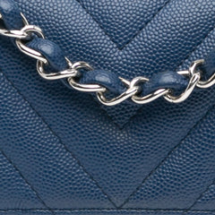 Mini Rectangular Classic Chevron Caviar Single Flap
