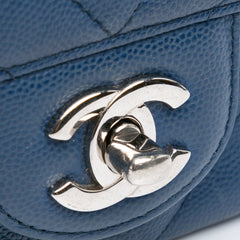 Mini Rectangular Classic Chevron Caviar Single Flap