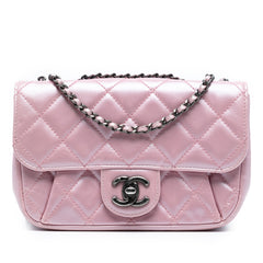 Mini Quilted Metallic Calfskin Coco Pleats Chain Flap