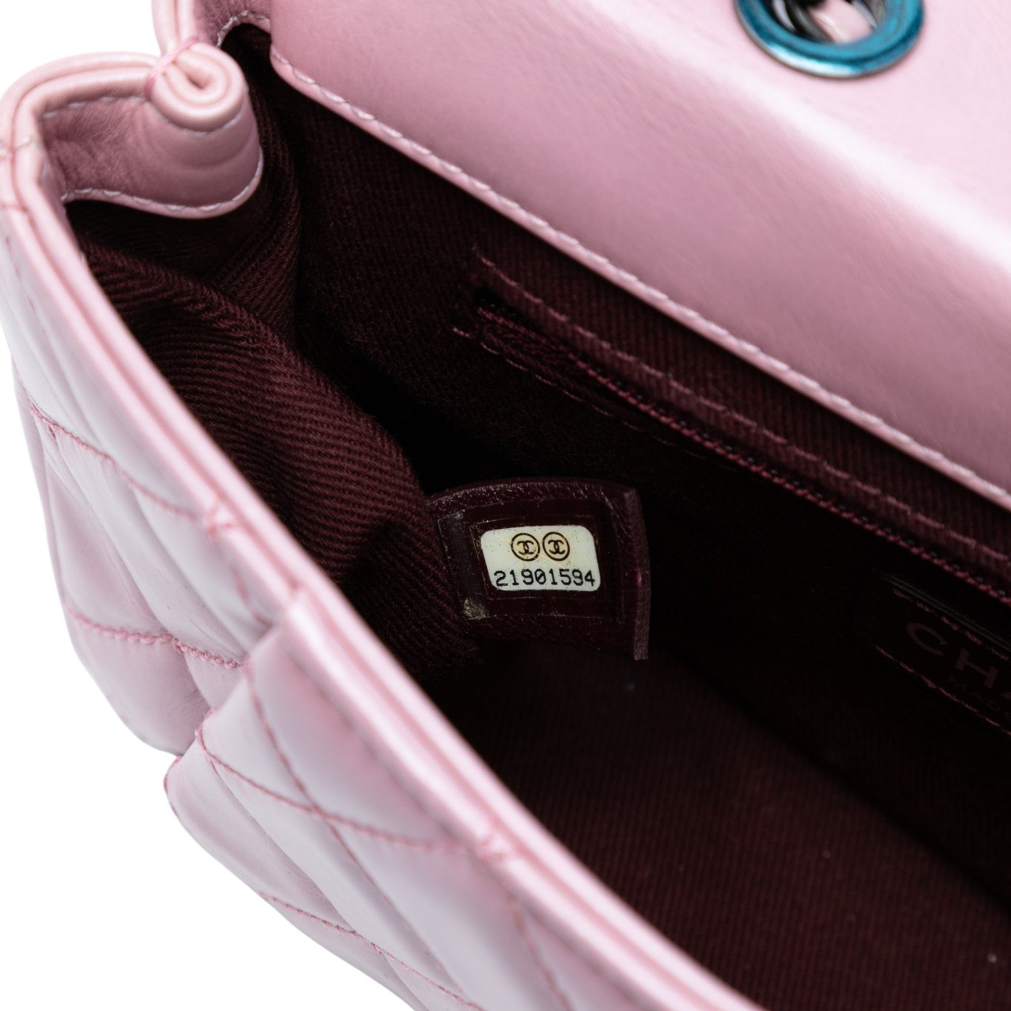 Mini Quilted Metallic Calfskin Coco Pleats Chain Flap