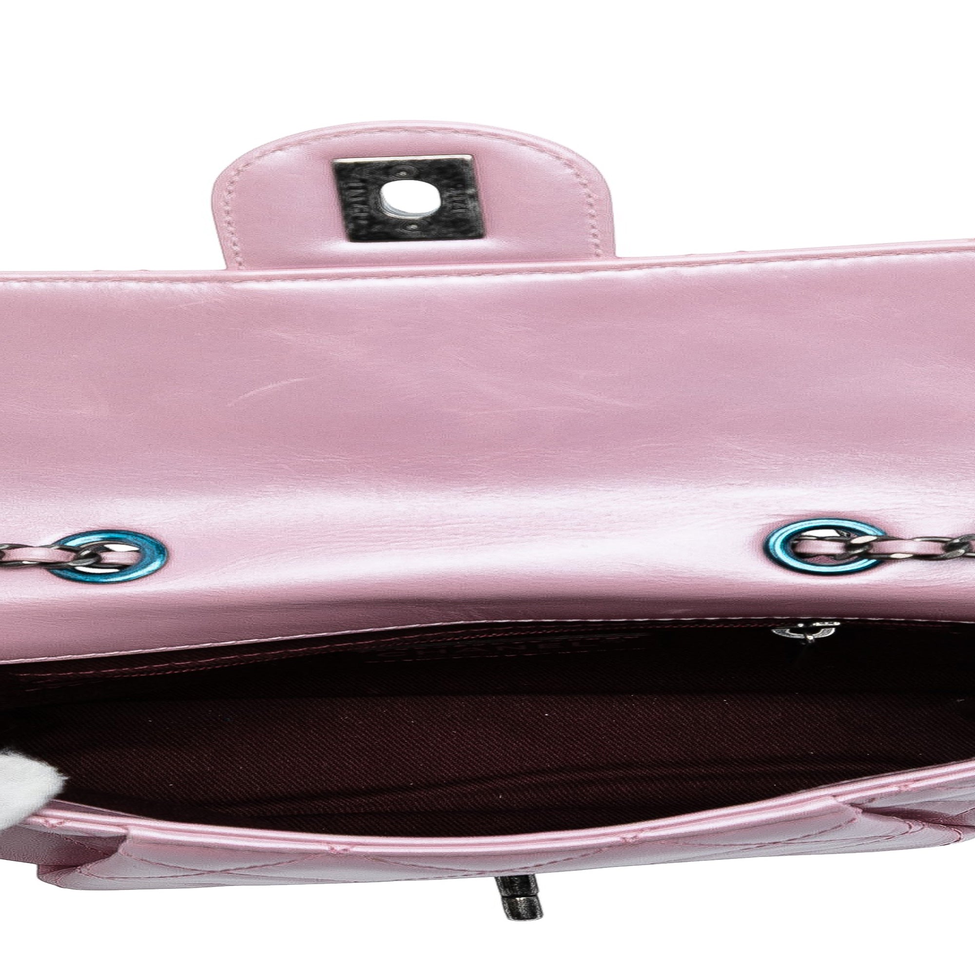 Mini Quilted Metallic Calfskin Coco Pleats Chain Flap