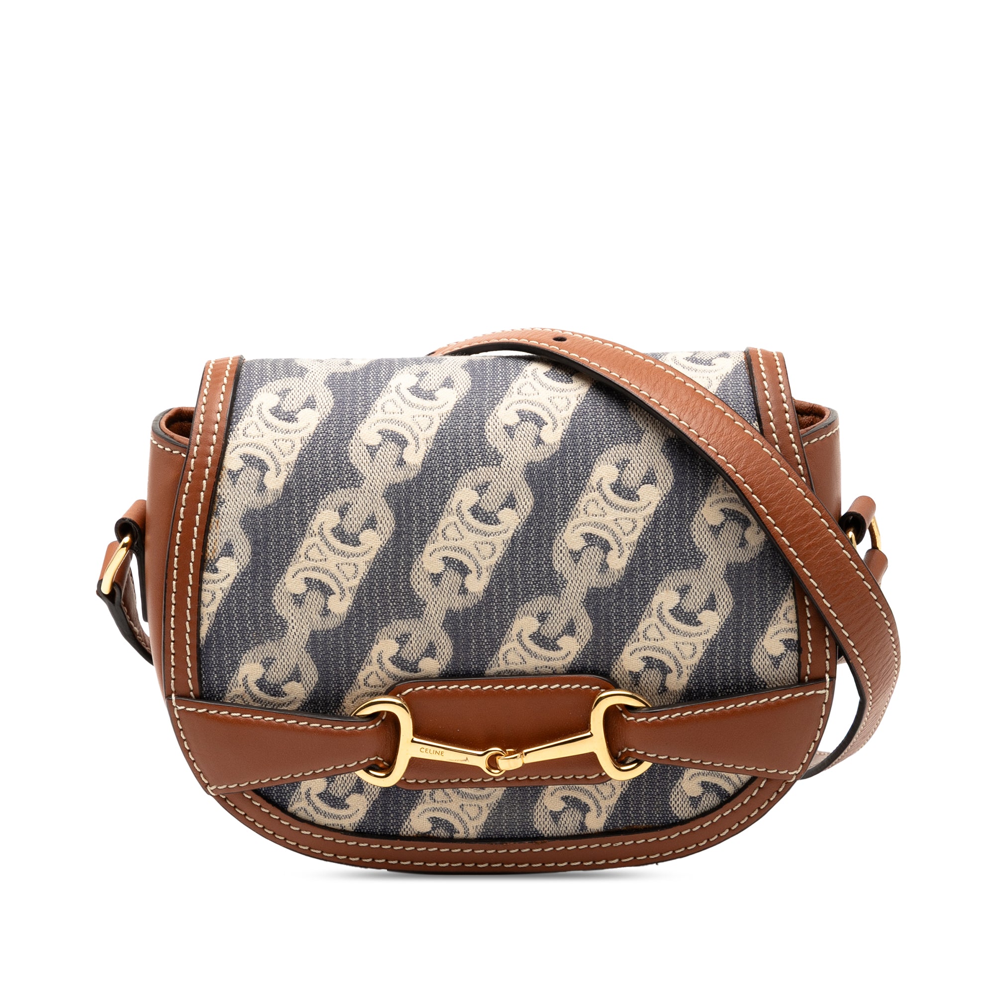 Small Maillon Triomphe Jacquard and Calfskin Crecy Crossbody