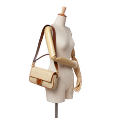 Zucca Embroidered Canvas Baguette Satchel