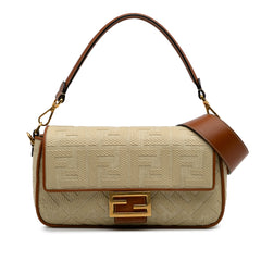 Zucca Embroidered Canvas Baguette Satchel